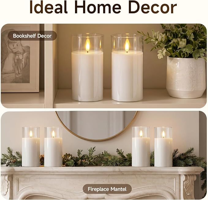 Homemory Pure White Glass Flameless Candles, Real Wax, Remote Timer, 2 Pack | - Image 6