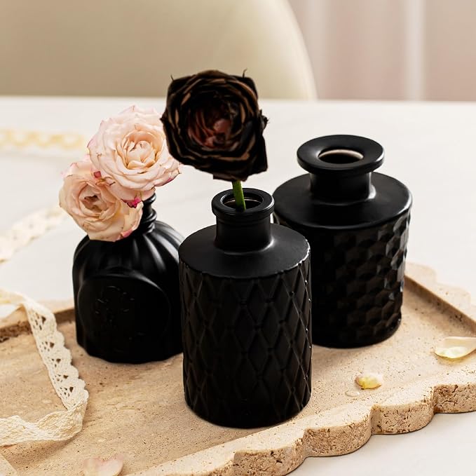 Black Glass Bud Vase Set of 24 Pcs, Small Bud Vases in Bulk, Glass Crystal - Image 9
