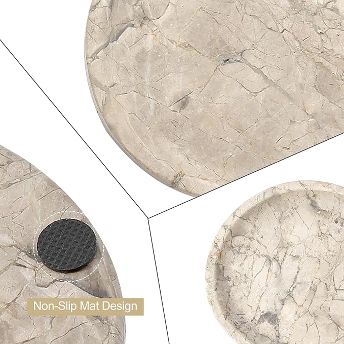 Natural Silver Pearl Marble Decorative Tray, Catchall Tray Stone Plate - Image 6