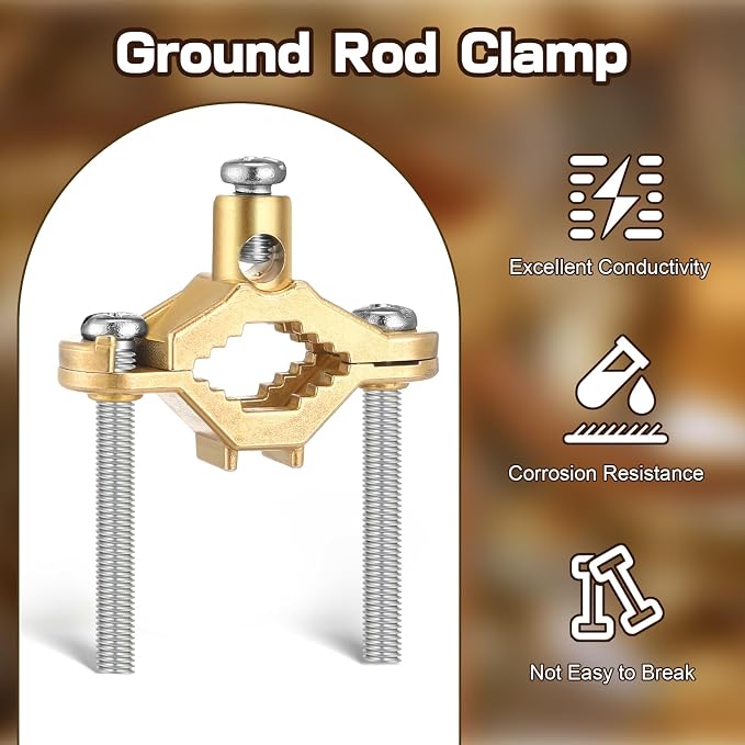 Feekoon 3 Pcs 1/2" to 1" Ground Clamp, #10 to #2 Wire Range | Copper Alloy - Image 6