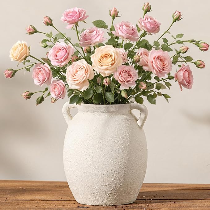 Dobbyby Ceramic Flower Vase 7.6 inch Farmhouse Rustic Vase Decorative Pottery by Dobbyby