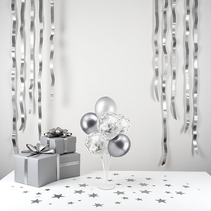 ZJDHPTY 4Set Silver Balloon Stand Table Centerpieces Party Decor | 25th Wedding - Image 3