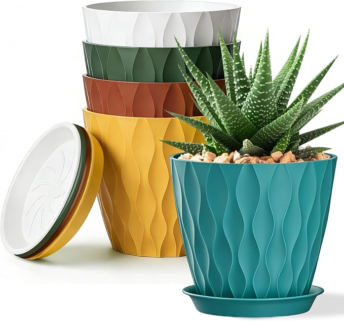 8 Inch Plastic Plant Pots, Planters by SQKH