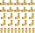 30-Pack 1 Inch PEX Fittings Kit, 10 Each Elbow Tee Coupling | Brass Crimp Pipe by SUNGATOR