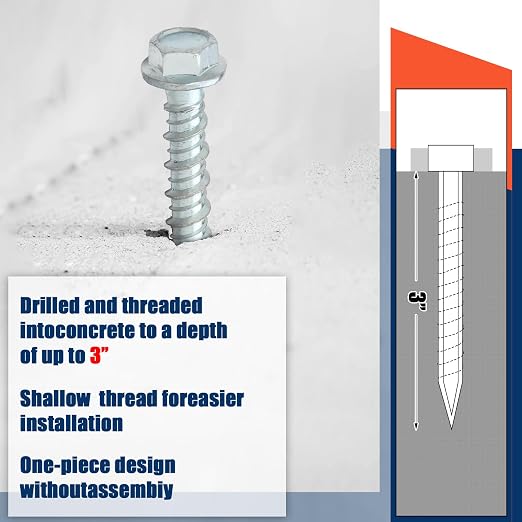 Tandefio 150 Pack 5/16 x 3 Concrete Anchors and Screw Kits Galvanized | Large - Image 5