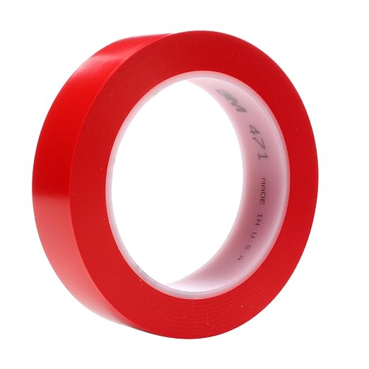 3M Vinyl Tape 471, 1 in x 36 yd, 5.2 mil, 36 rolls per case by 3MIndustrial