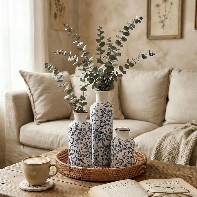 Chinoiserie Decor Ceramic Vases Set - Image 3
