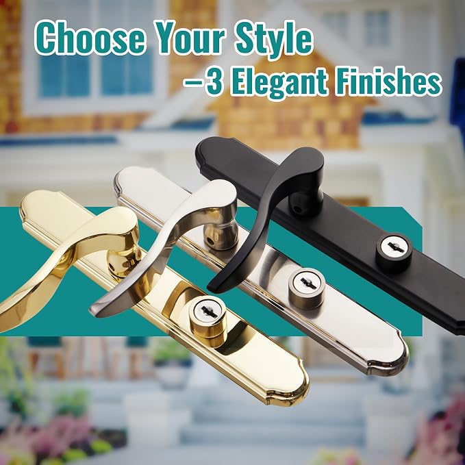 MaxxGeek Flat Slot Storm Door Handle Complete Set, Mortise Keyed Lever Mount - Image 8