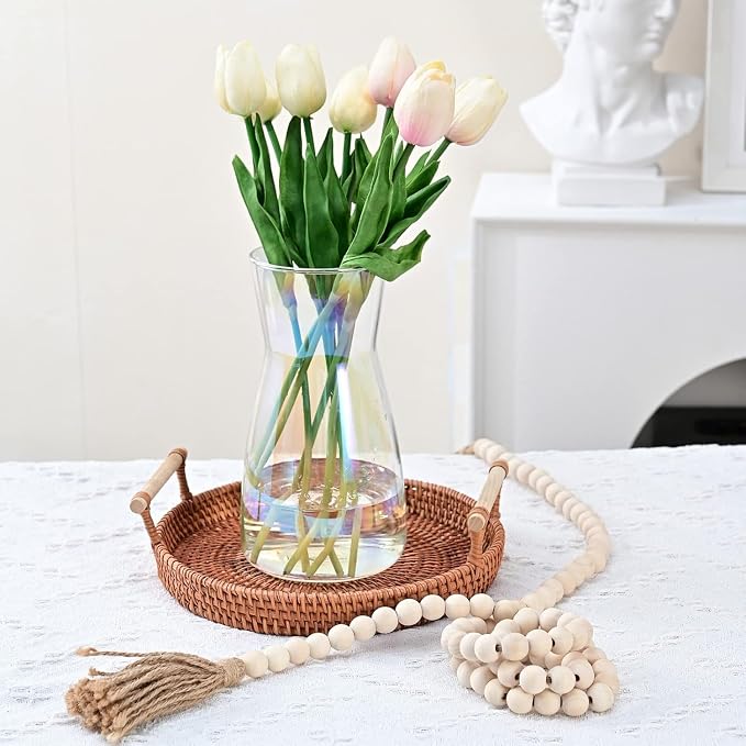 8 Inch Iridescent Glass Vase for Flowers, Modern Boho Table Decor | Farmhouse - Image 3