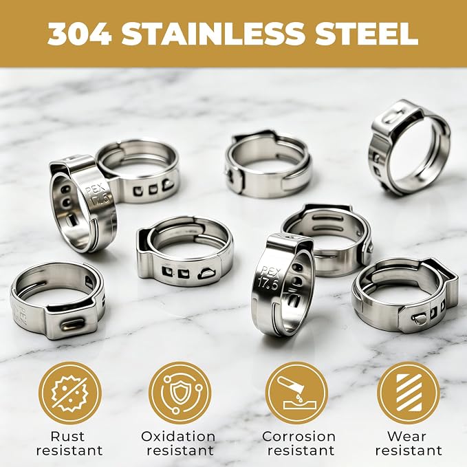 100 Pack 1/2 Inch PEX Cinch Clamps, 304 Stainless Steel PEX Crimp Rings - Image 5