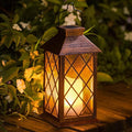 14" Solar Lanterns Outdoor Garden Lantern Waterproof LED Flickering Flameless by TAKEME