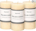 3x6 Inch Ivory Pillar Candles Set of 3 by MiraScents