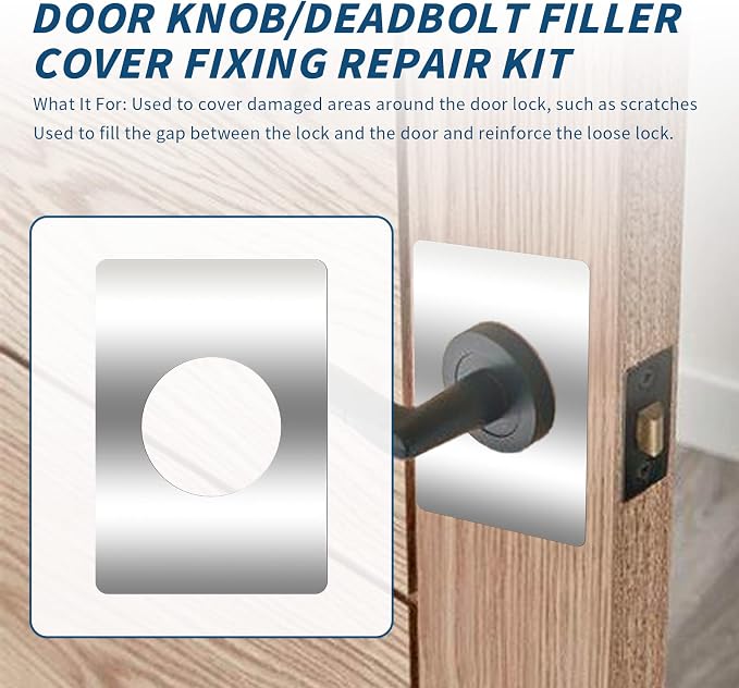 4 Pcs Stainless Steel Door Reinforcement Plate, Adhesive Door Knob Hole Cover - Image 6