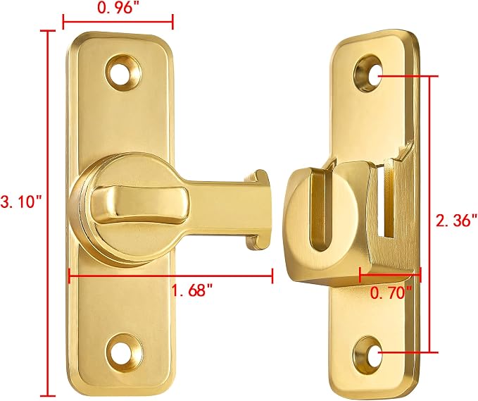 2 Pcs Gold 90/180 Degree Flip Latch, Zinc Alloy Barn Door Latch | Right Angle - Image 2