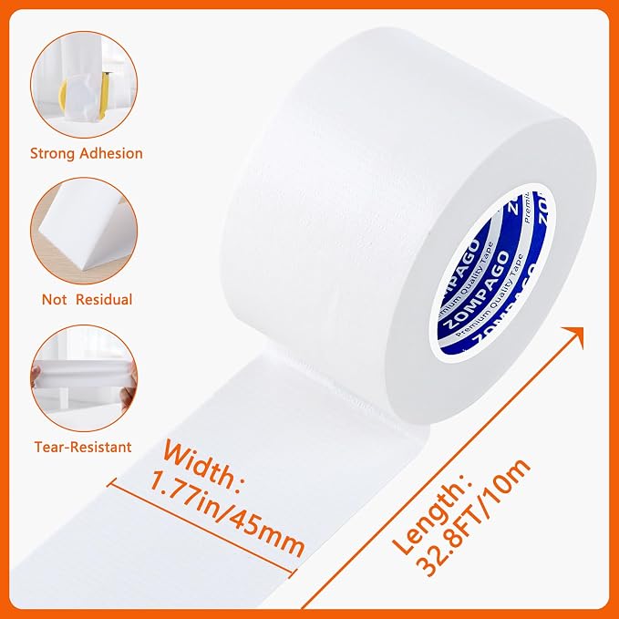 ZOMPAGO Weather Stripping Tape Door Window Seal White Tape, 1.8in x 33 FT | - Image 2