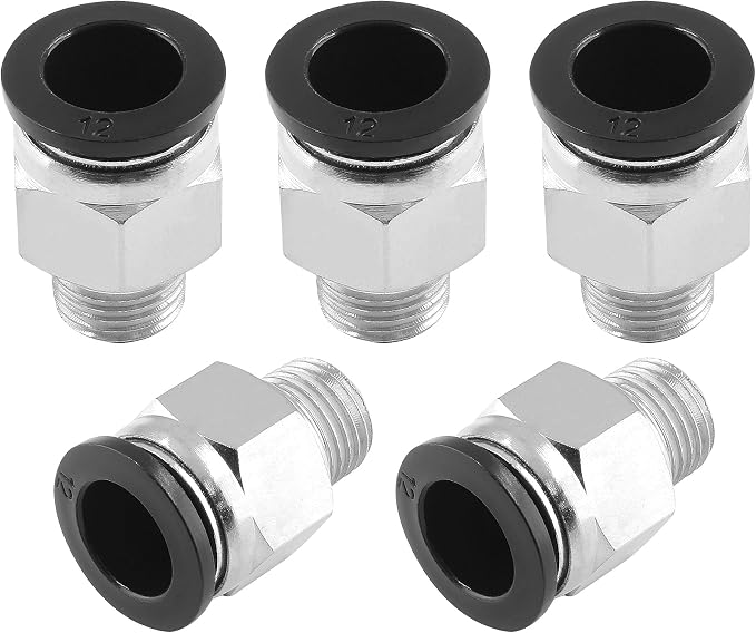 5Pcs 12mm Push Connect 1/4 NPT Male Straight Pneumatic Fitting | Pure Copper - Image 2