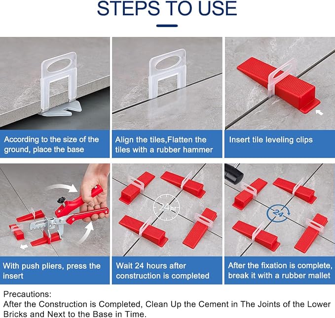 Tile Leveling System Clips 1/16 Inch 2000pcs Tile Leveling Spacer DIY Tiles - Image 4