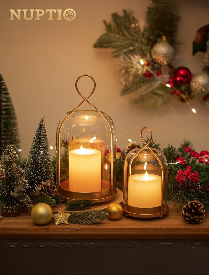 NUPTIO Glass Lanterns Decorative Outdoor, Table Centerpiece - Image 2