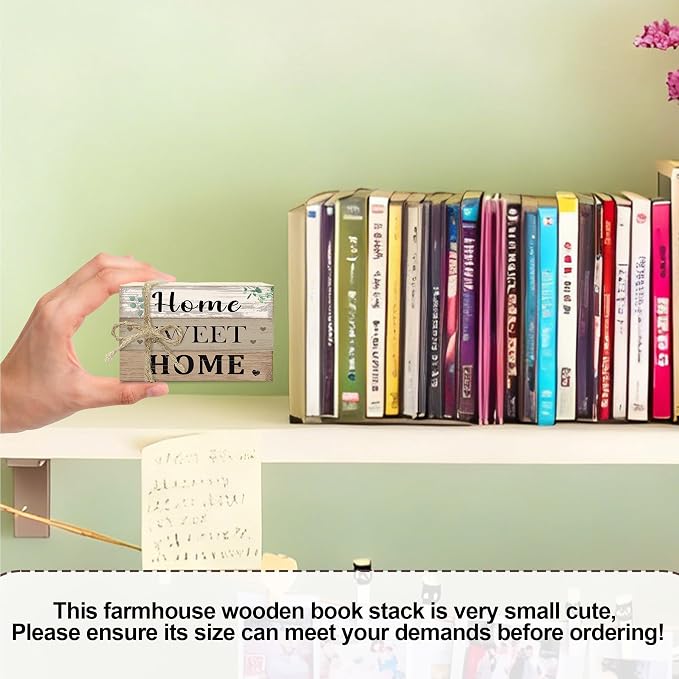 Mini Decorative Books For Home Decor, Small Wood Book Stack For Table Decor - Image 2