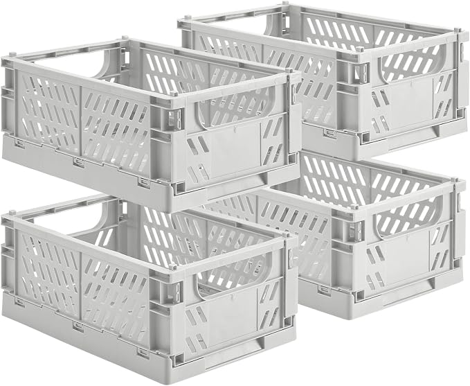HUUSMOT 4-Pack Collapsible Plastic Storage Baskets, 9.8"x6.5"x3.8" | Pastel by HUUSMOT