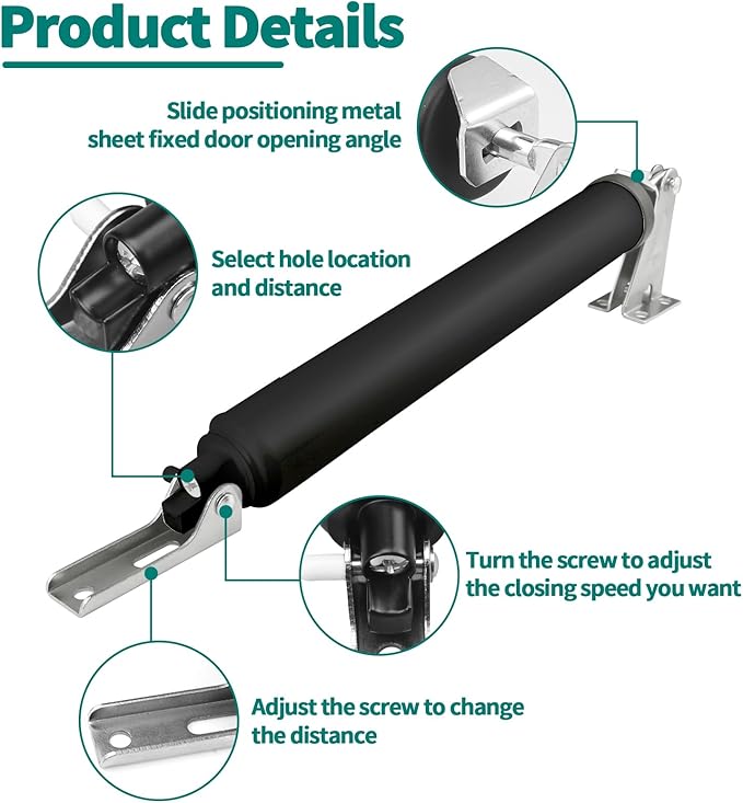 2 PCS Screen and Storm Door Closer Kit, Heavy Duty Pneumatic Screen and Storm - Image 3