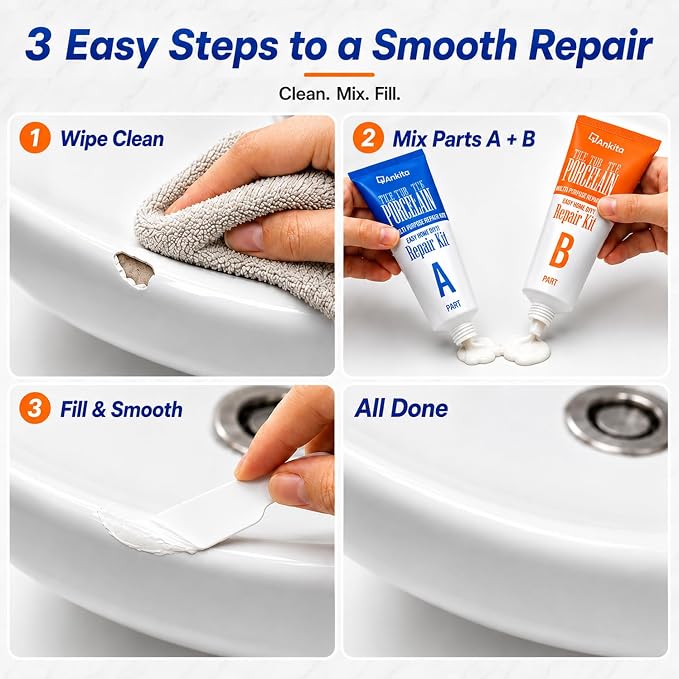 Porcelain Repair Kit White, High-Gloss Chipped Sink, Tub & Tile Repair Kit | - Image 5