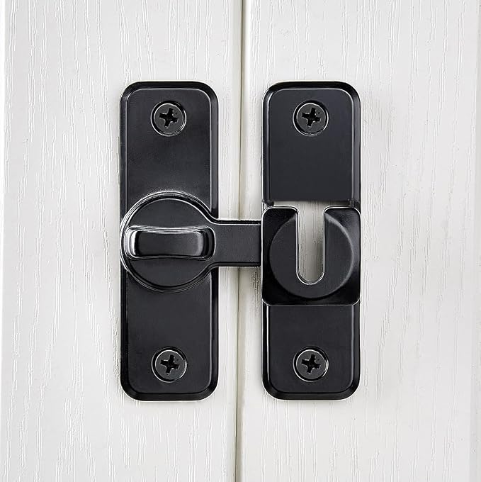 4 Pcs Black 90/180 Degree Flip Latch, Zinc Alloy Barn Door Latch | Right Angle - Image 4