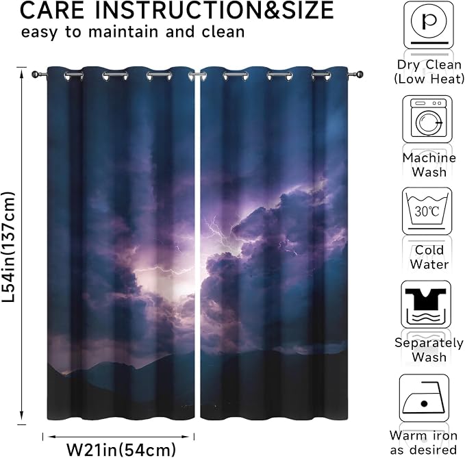 Lightning Curtains 72 Inches Long, Thunderstorm Blackout Curtains - Image 6
