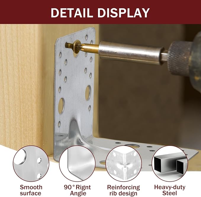 4 Pcs 4x4x3-1/2 Steel L Bracket 1.7mm Thick Metal Angle 90 Degree Reinforcing - Image 4