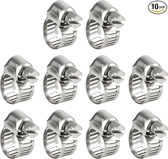 Hose Clamp 3/8 Inch, 10 Pack Stainless Steel Hose Clamps 1/4 Inch To 3/8 Inch by Gudui