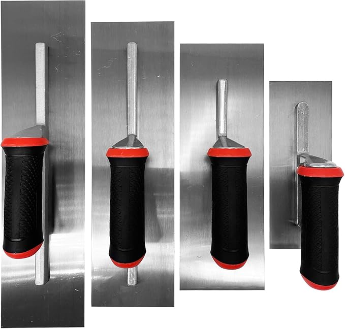 Drywall Flat Trowel 4pcs Set Carbon Steel Masonry Trowel Set | Soft Handle by ProfessionalHandToolsSet