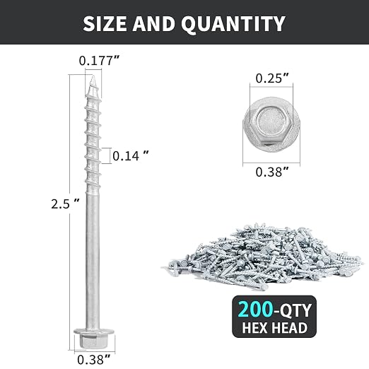 #9 x 2-1/2" Heavy Duty Joist Hanger Screws, SD Connector Screws | 1/4" Hex Head - Image 2
