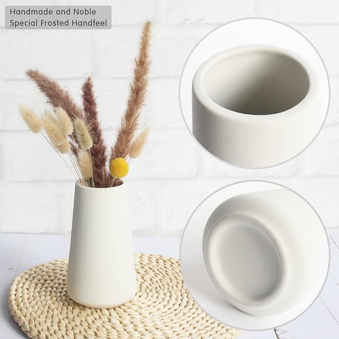 YANLING 6 Pack White Ceramic Vases - Image 4