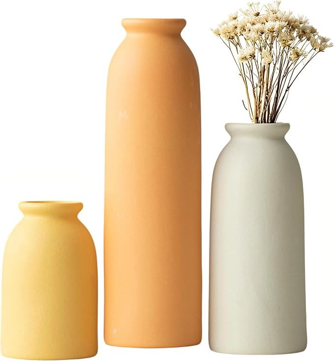 10.4 inches Tall Decorative Ceramic Vase Set, 3 Pieces, 10 inches Nordic Modern - Image 9