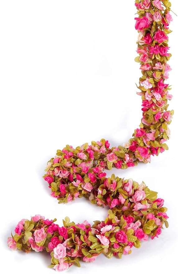 6Pcs x 8.2FT Artificial Flower Garland Rose Vine Decor, Fall Purple Flower | - Image 9