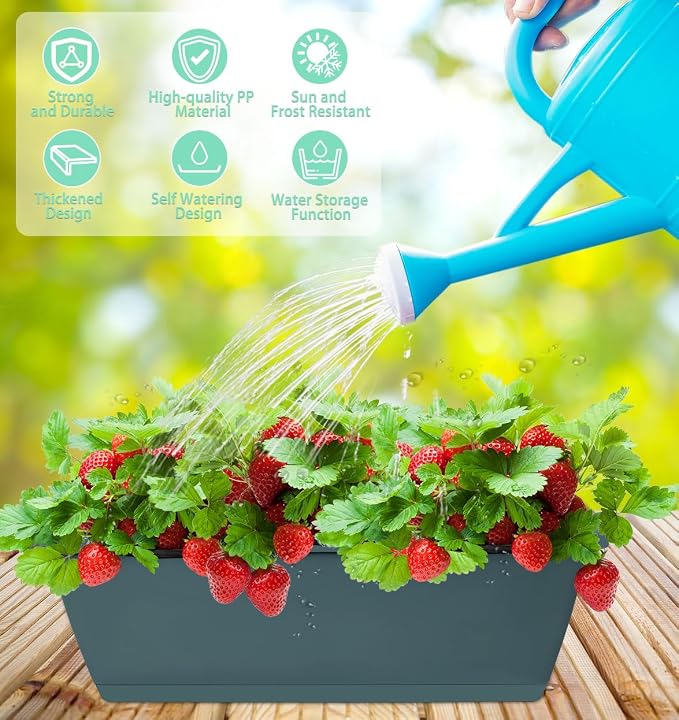LOCONHA 7 Pack Window Box Planter, Plastic Vegetable Flower Planters Boxes | 17 - Image 4