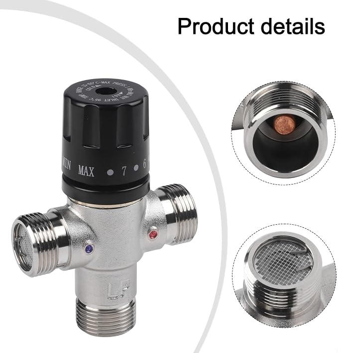 3/4 Inch Thermostatic Mixing Valve DN20 Brass Anti Scald Shower Valve - Image 7