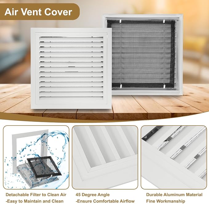 PATIKIL 20" x 20" Aluminum Return Grille, Return Air Vent Cover Linear Bar - Image 3