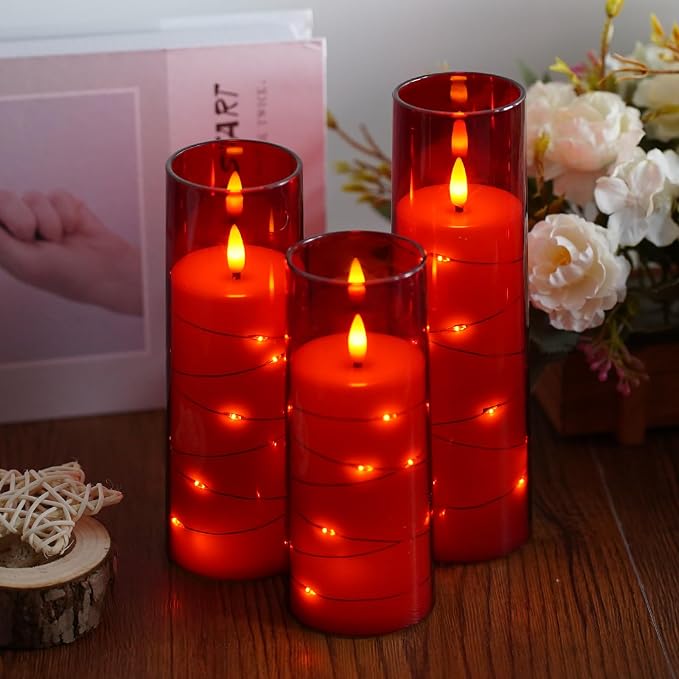 Flameless Candles, with Embedded Star String, Battery Operated Candles - Image 2