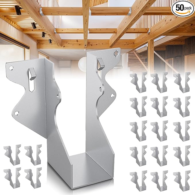 50 Pcs 2x4 Joist Hangers for Wood, 18 Gauge Metal Face Mount Joist Hangers by Levendor