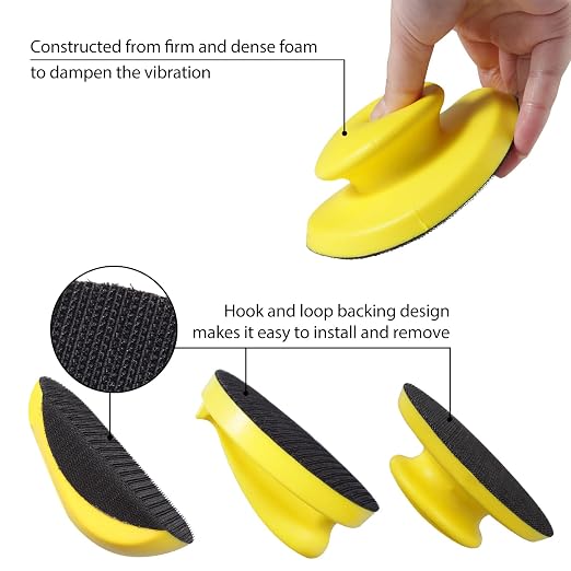 SPEEDWOX 4 Pack 5" Hand Sanding Blocks Round and Mouse-Shaped Hook and Loop - Image 2