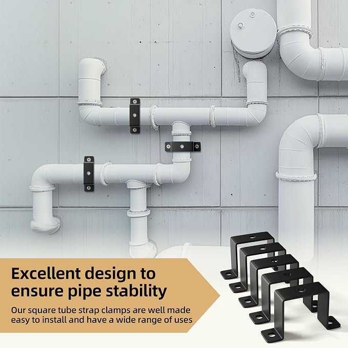 6 Pack 2x2 Square Tube Strap Clamps, U Brackets - Image 7