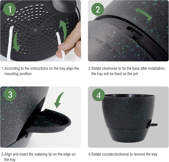 UOUZ 12 inch Large Self Watering Pots, Plastic Planters - Image 4