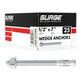 1/2" x 7" Zinc-Plated Wedge Anchors by SurgeBuildingProducts