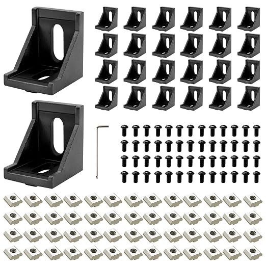 24pcs 3030 Aluminum Extrusion Corner Bracket Black by SeekLiny