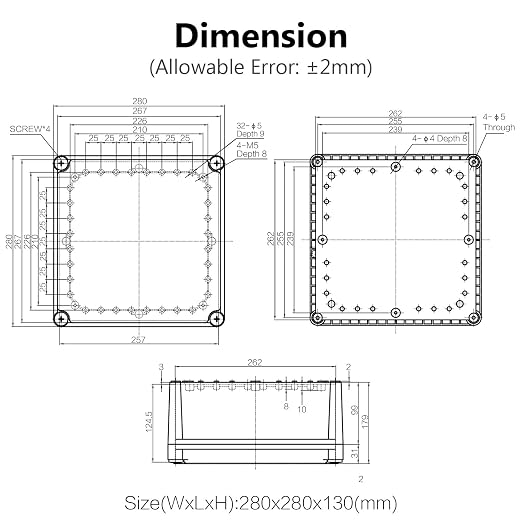Waterproof Dustproof IP67 Junction Box DIY Case Enclosure Gray 11 x 11 x 5.1 - Image 6