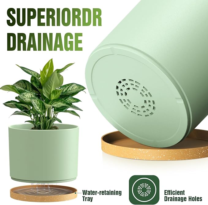 10/9/8 Inch Plant Pots 3 Pack, - Image 4