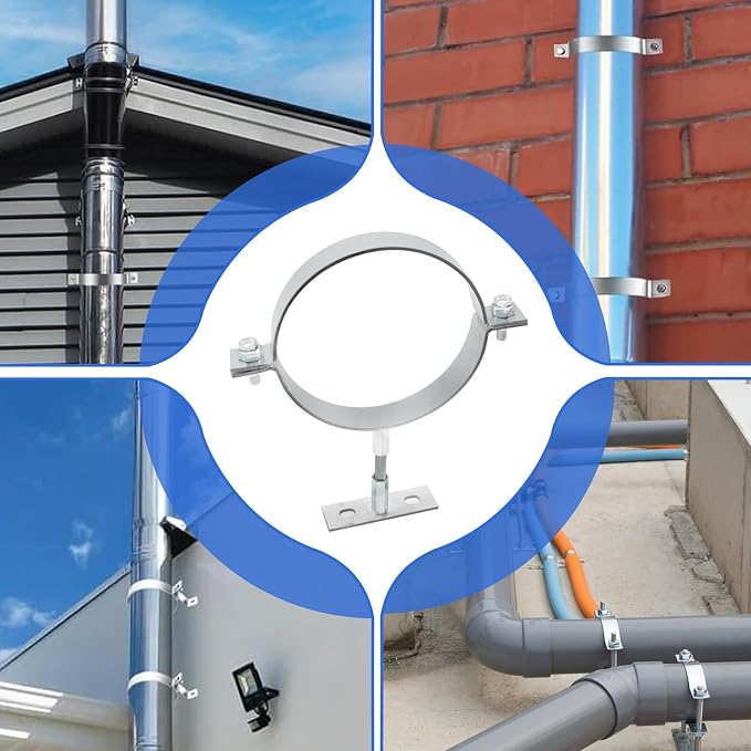 2 PCS 6 Inch Heavy Duty Adjustable Pipe Bracket, Galvanized Steel plit Ring - Image 5