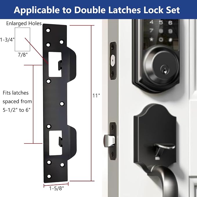 Door Strike Plate Reinforcement Plate, Front Door Strike Plate, Double Strike - Image 2