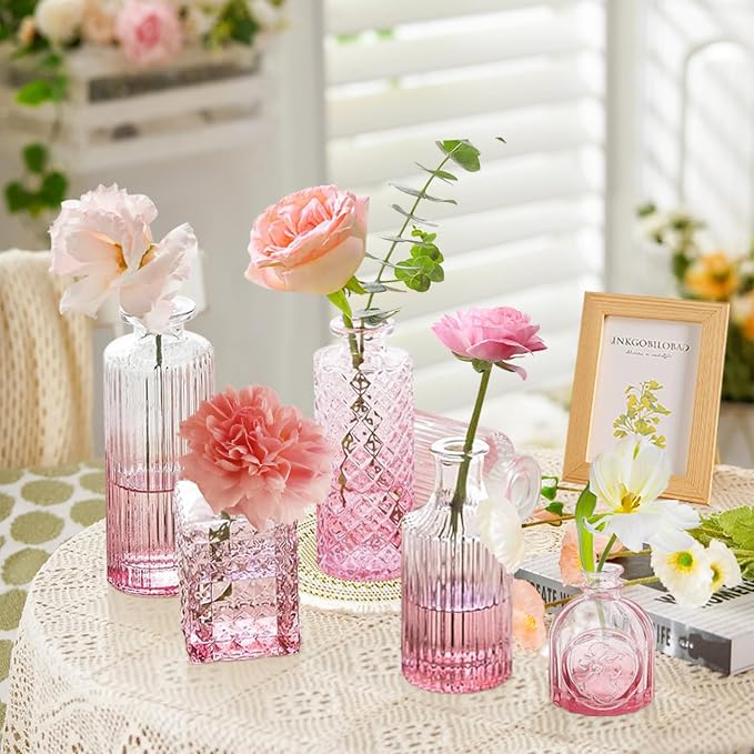 Pink Glass Bud Vases Set of 20 - Image 3